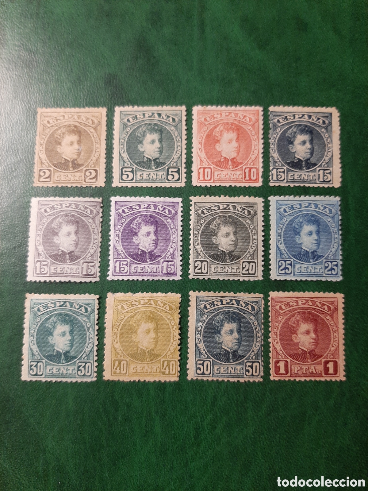 Sellos: Alfonso XIII tipo Cadete. A&ntilde;o 1901/1905. Edifil 241/253 (sin 251).