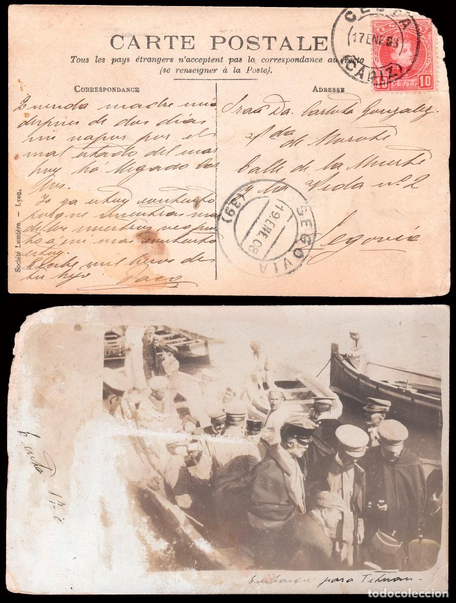Sellos: Ceuta - Edi o TP 243 - Postal &rdquo;Embarque a Tetu&aacute;n&rdquo; - Mat &rdquo;Ceuta 17/En./08&rdquo; a Segovia