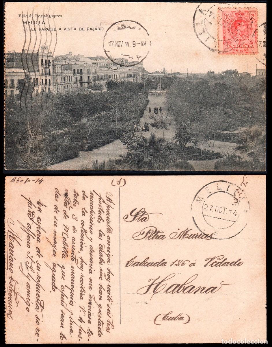 Sellos: Melilla - Edi o TP 269 - Postal &rdquo;Melilla - Parque a vista pajaro&rdquo; - Mat &rdquo;Melilla 27/Oct/14&rdquo; a Cuba