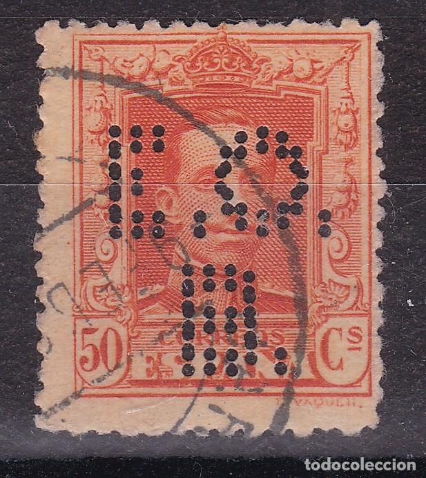 Sellos: AA6-Alfonso XIII Vaquer 50 Cts . PERFORADO Doble E.O.B.