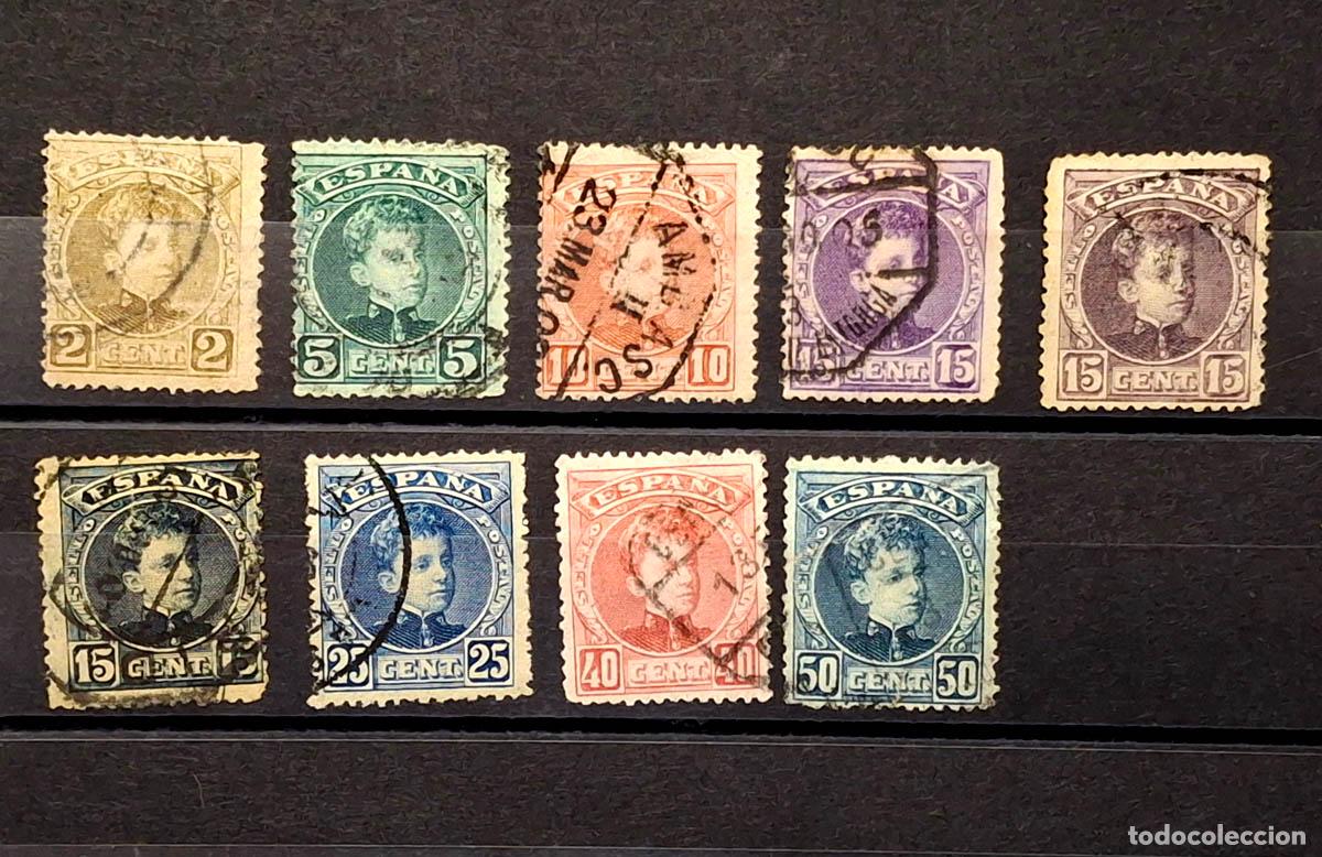 Sellos: 9 sellos de Espa&ntilde;a - Alfonso XIII