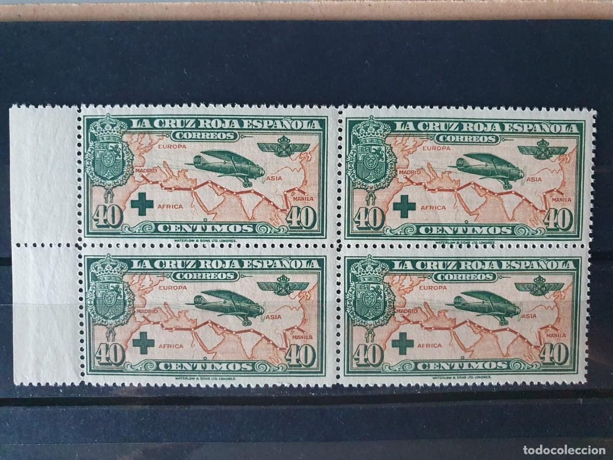 Sellos: EDIFIL 345 ** BLOQUE DE 4 BORDE DE HOJA ESPA&Ntilde;A 1927