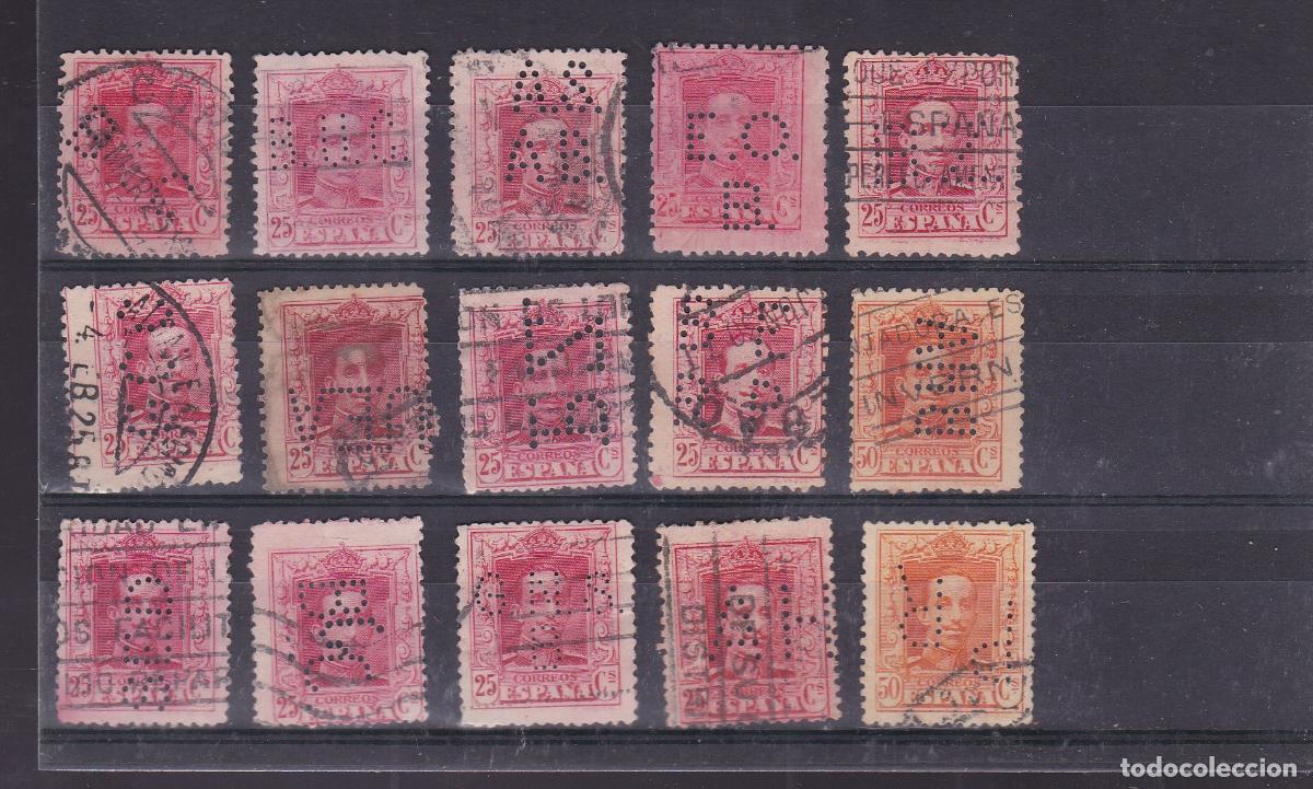 Sellos: AA40- Alfonso XIII Vaquer x 15 Sellos PERFORADOS