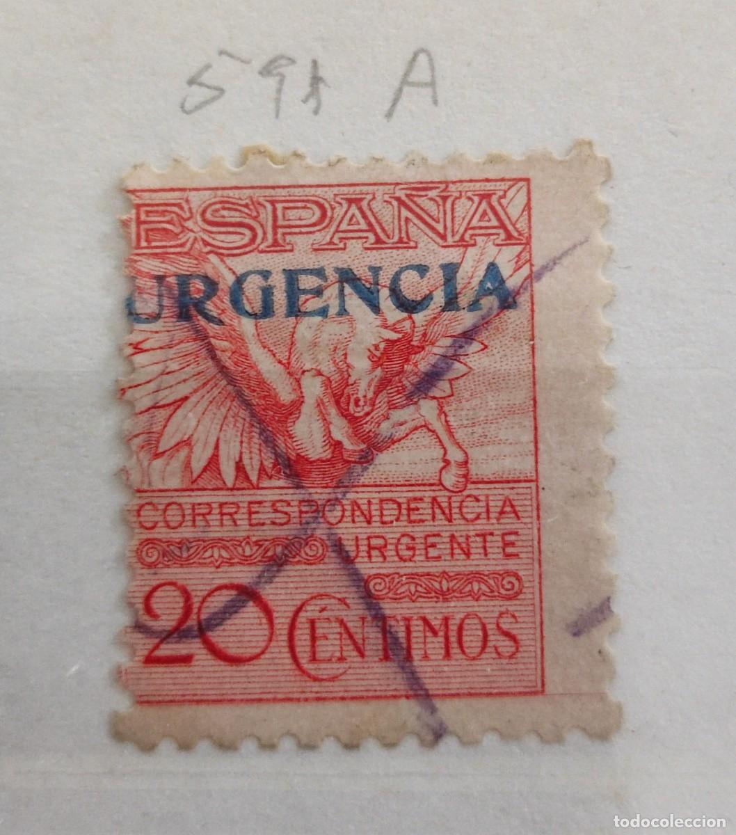 Sellos: ESPA&Ntilde;A 1930. PEGASO URGENTE. E-591A MATASELLADO. FOTO. 886
