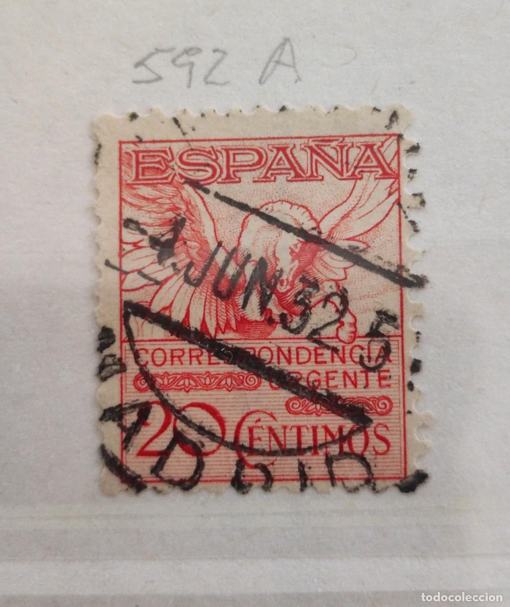 Sellos: ESPA&Ntilde;A 1931. PEGASO URGENTE. E-592A- MATASELLADO. FOTO. 887