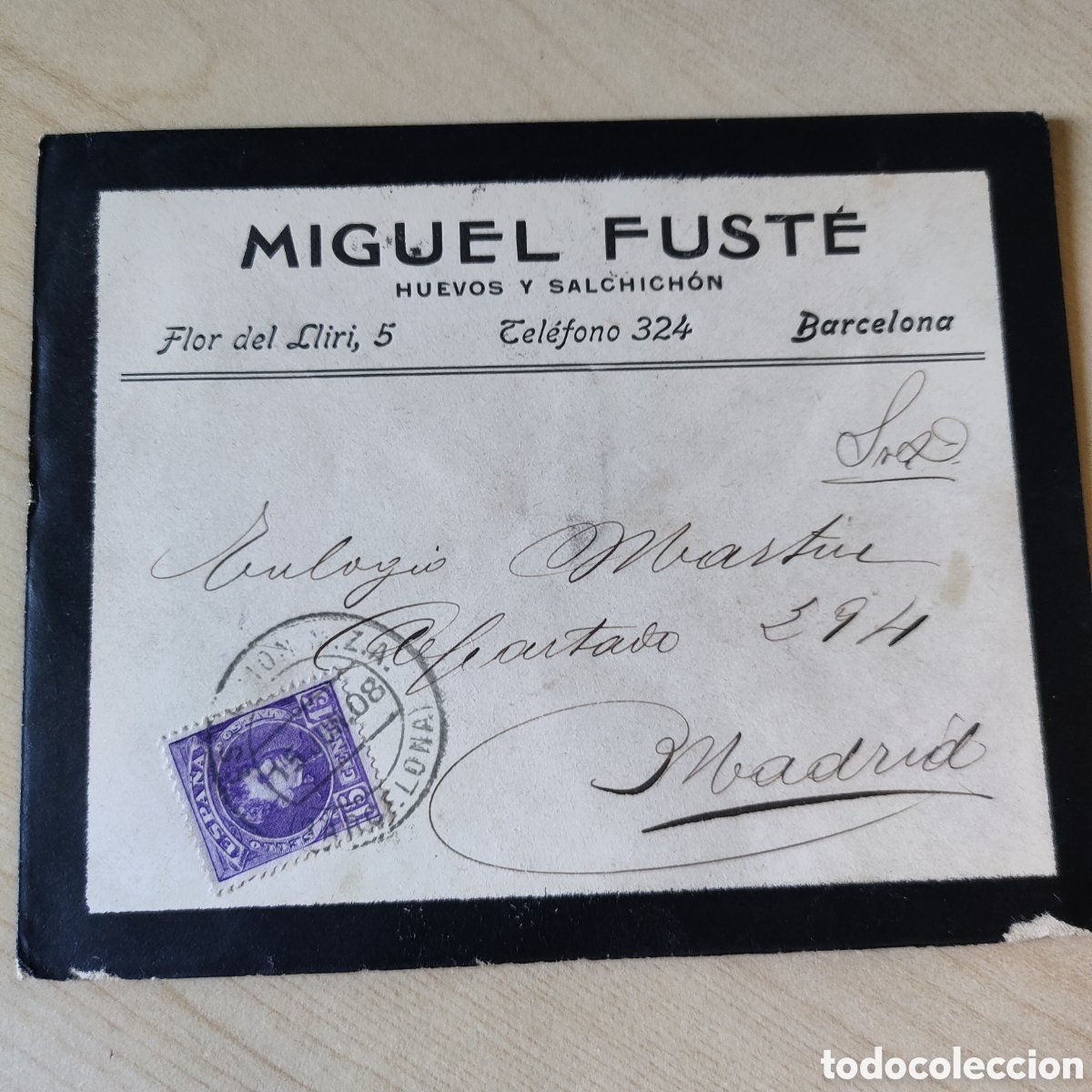 Sellos: a87 Carta circulada 1908 Barcelona Madrid