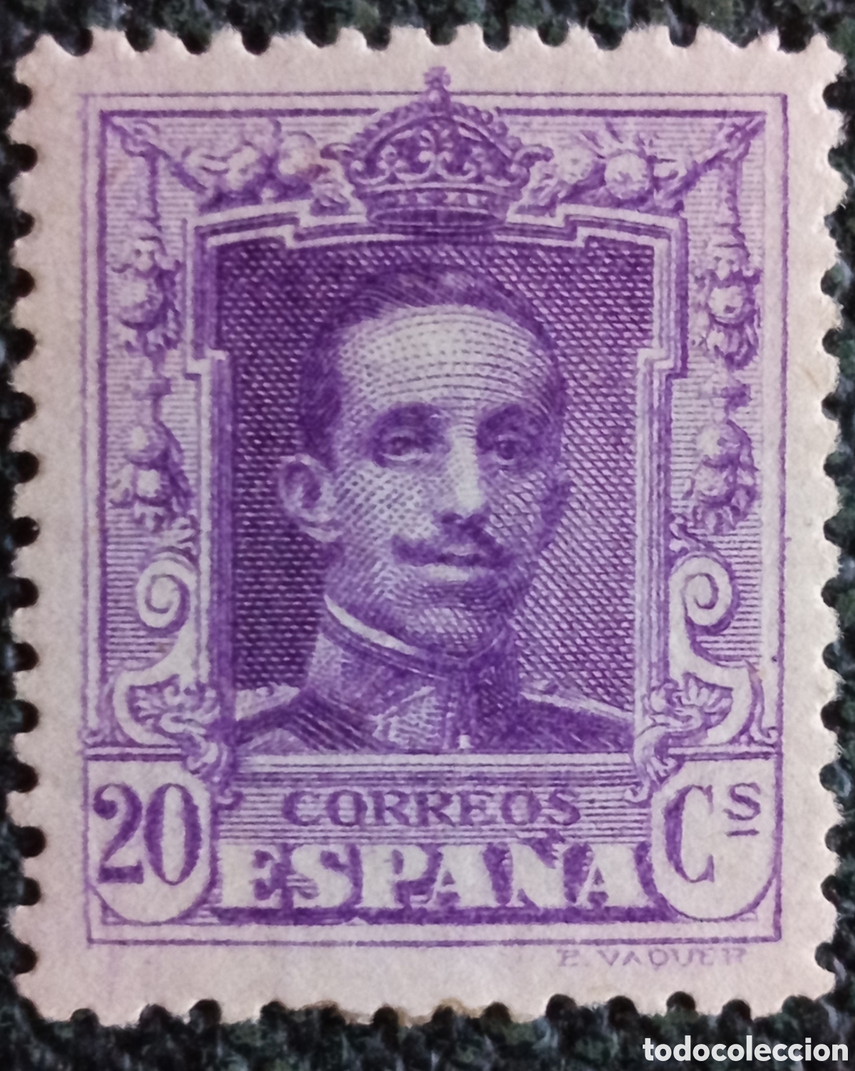 Sellos: Sello Espa&ntilde;a 1922 Alfonso XIII Tipo Vaquer 20 C&eacute;ntimos Lila (Edifil 316) MH
