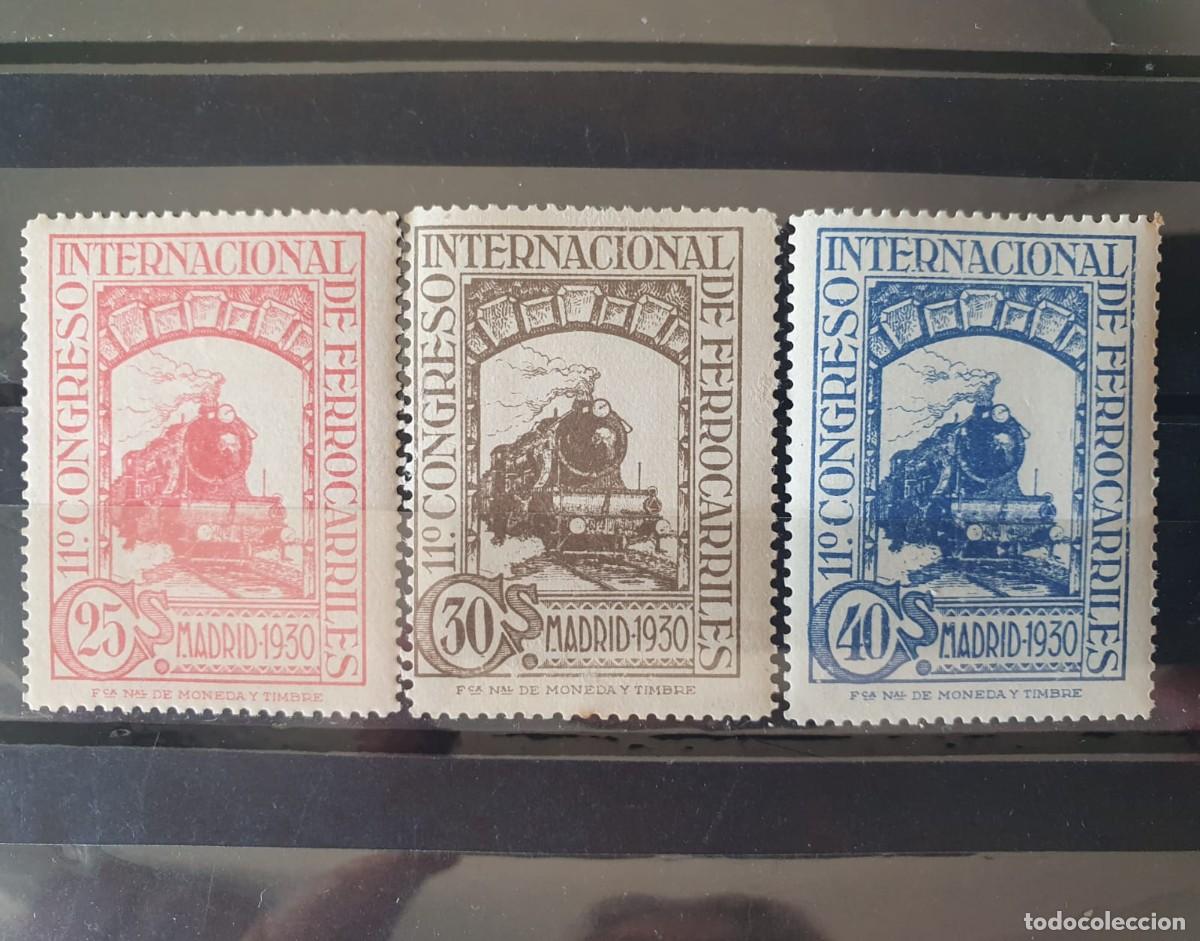 Sellos: EDIFIL 475 ** A 477 ** FERROCARRILES ESPA&Ntilde;A 1930