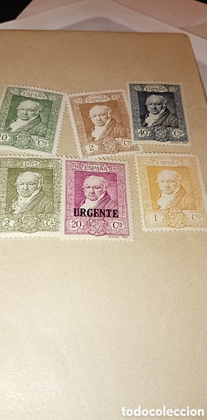 Sellos: Lote 6 Sellos Espa&ntilde;a 1930 Quinta de Goya - Retrato Goya Vicente L&oacute;pez + 20 Cts URGENTE - Edifil 499/