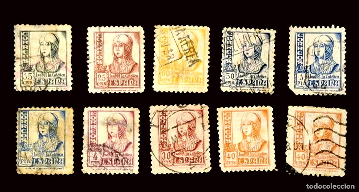 Sellos: 10 sellos - Isabel La Cat&oacute;lilca con pie de imprenta