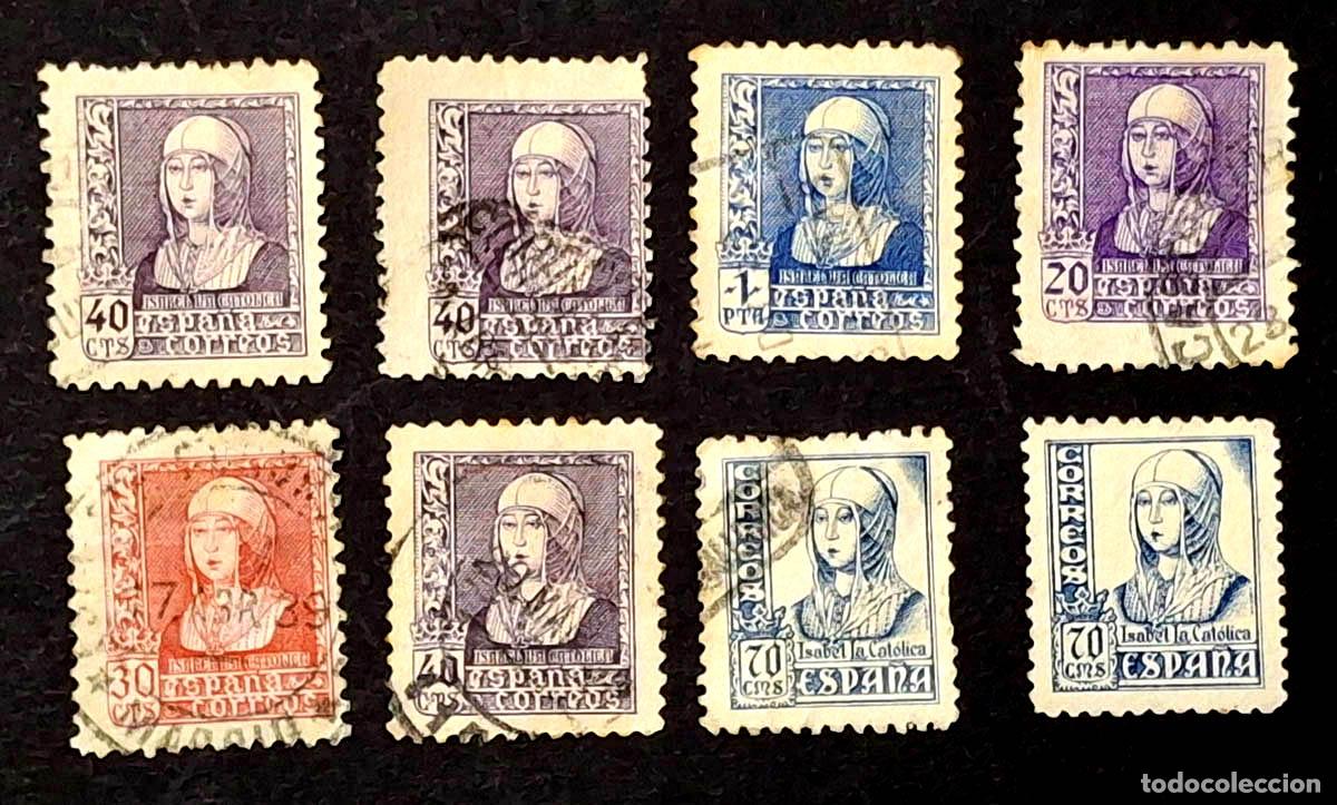 Selos: 8 sellos - Isabel La Cat&oacute;lilca sin pie de imprenta