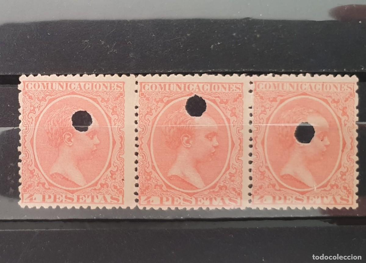 Sellos: EDIFIL 227 T TIRA DE 3 4 PESETAS ALFONSO XIII ESPA&Ntilde;A 1898