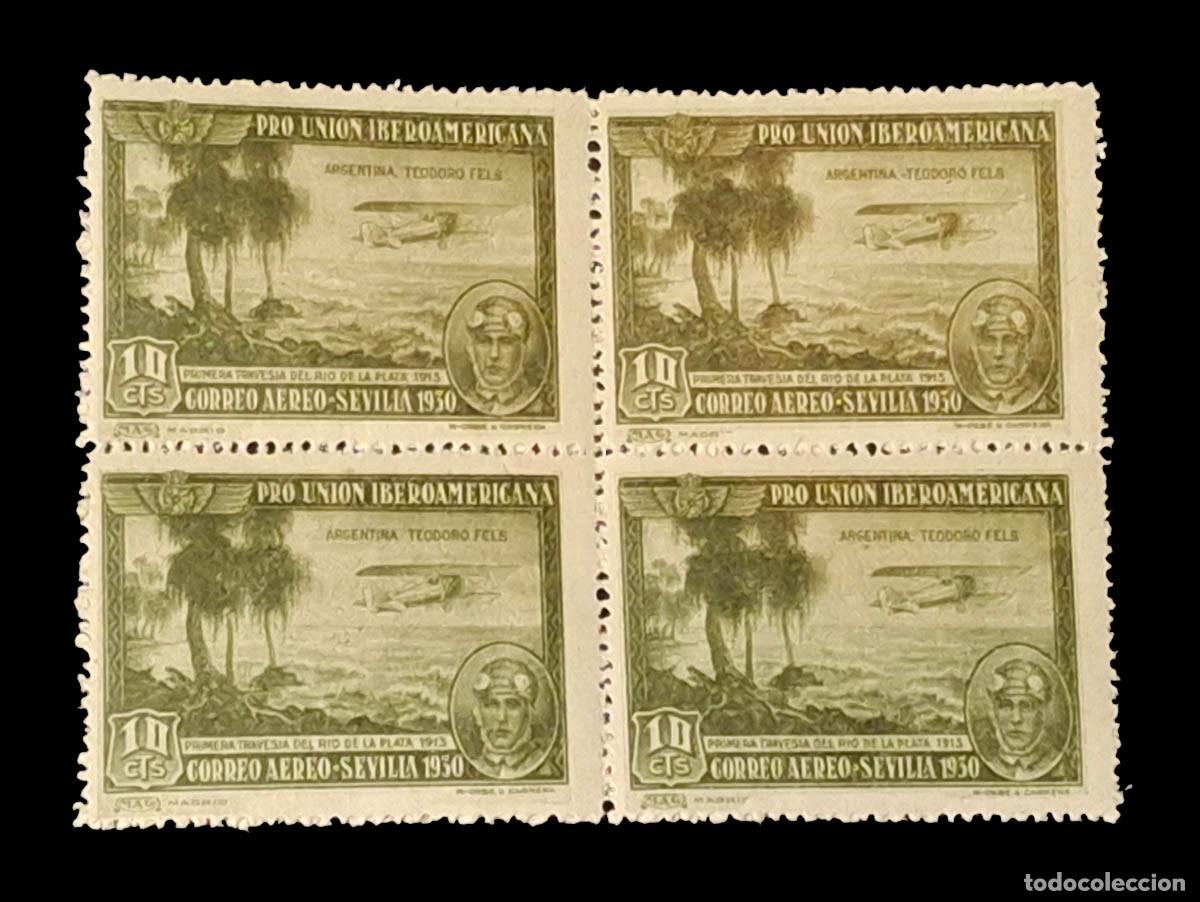 Sellos: 1930 - Edifil 584 - Pro Uni&oacute;n Iberoamericana - bloque de 4 - MNH**