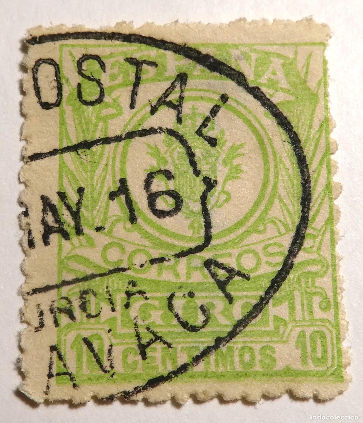 Sellos: Sello FISCAL GIRO POSTAL 10 CTS 1911, matasellos de Caravaca Murcia