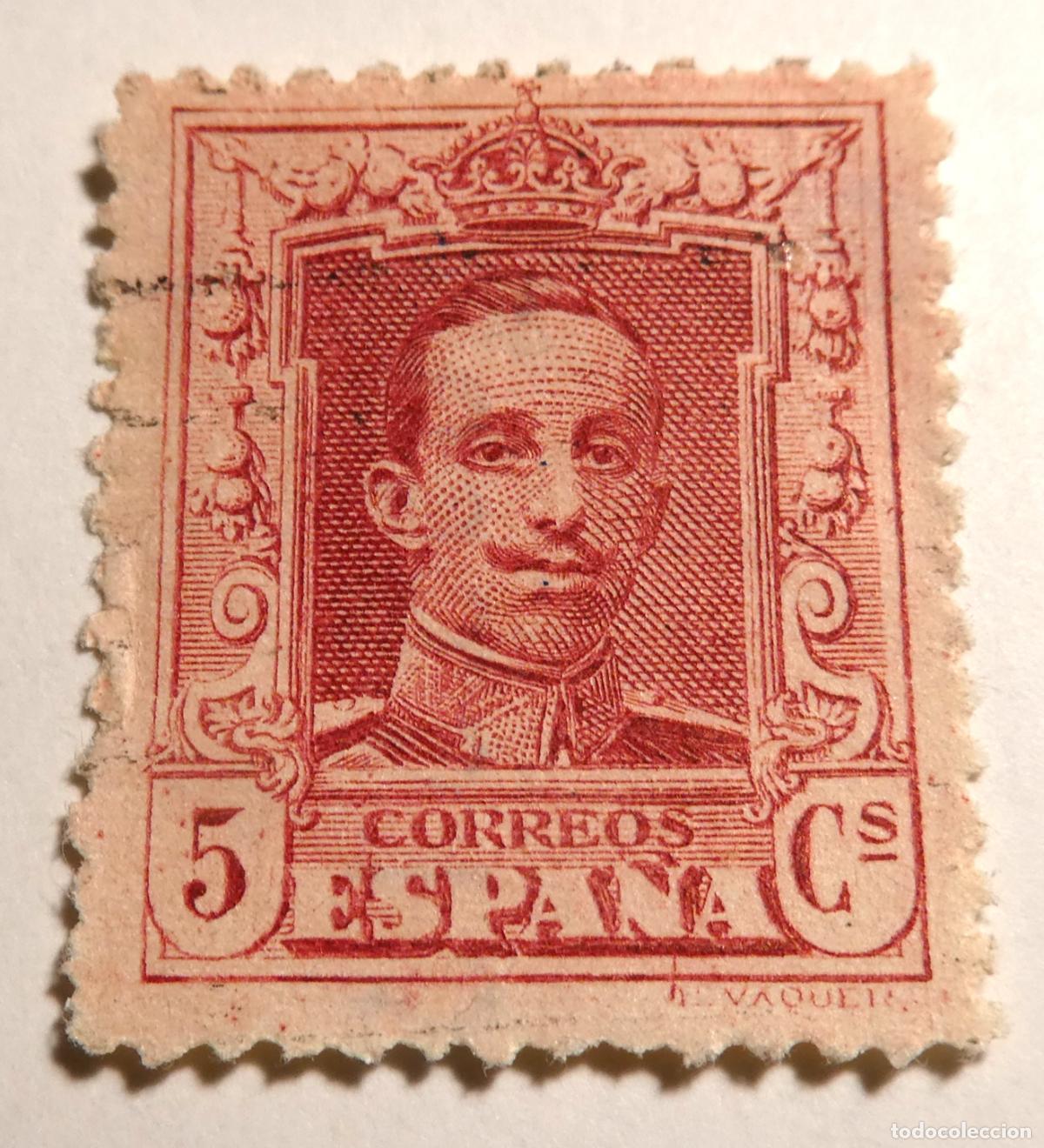 Sellos: Sello postal Espa&ntilde;a Alfonso XIII 5 c&eacute;ntimos de 1922 (Tipo Vaquer)