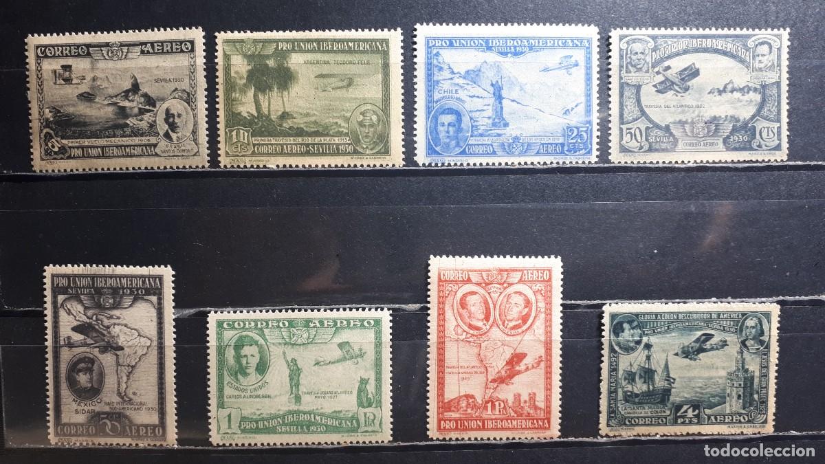 Sellos: ESPA&Ntilde;A. A&Ntilde;O 1930. **. Edifil 583/91. Falta 599. Impresi&oacute;n posterior.