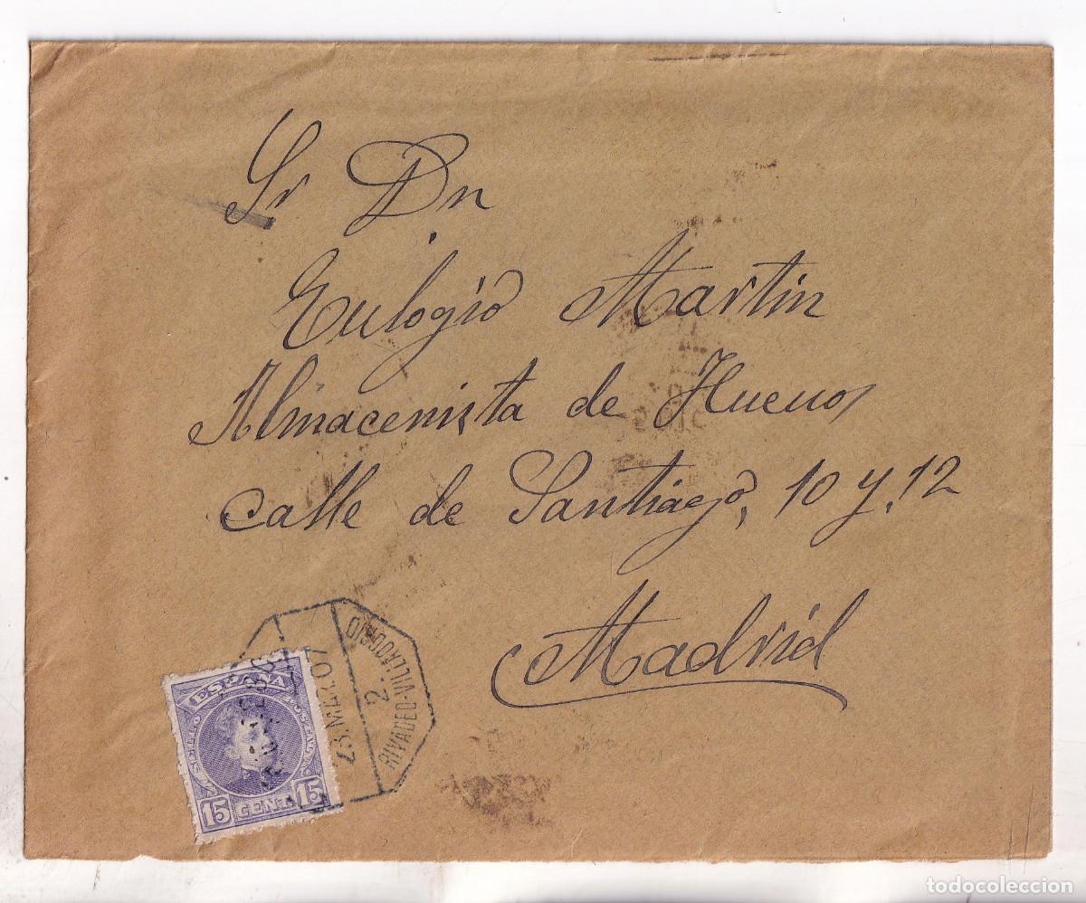 Sellos: SOBRE. AMBULANTE RIBADEO VILLAODRID. 1907. LUGO. GALICIA. RARO