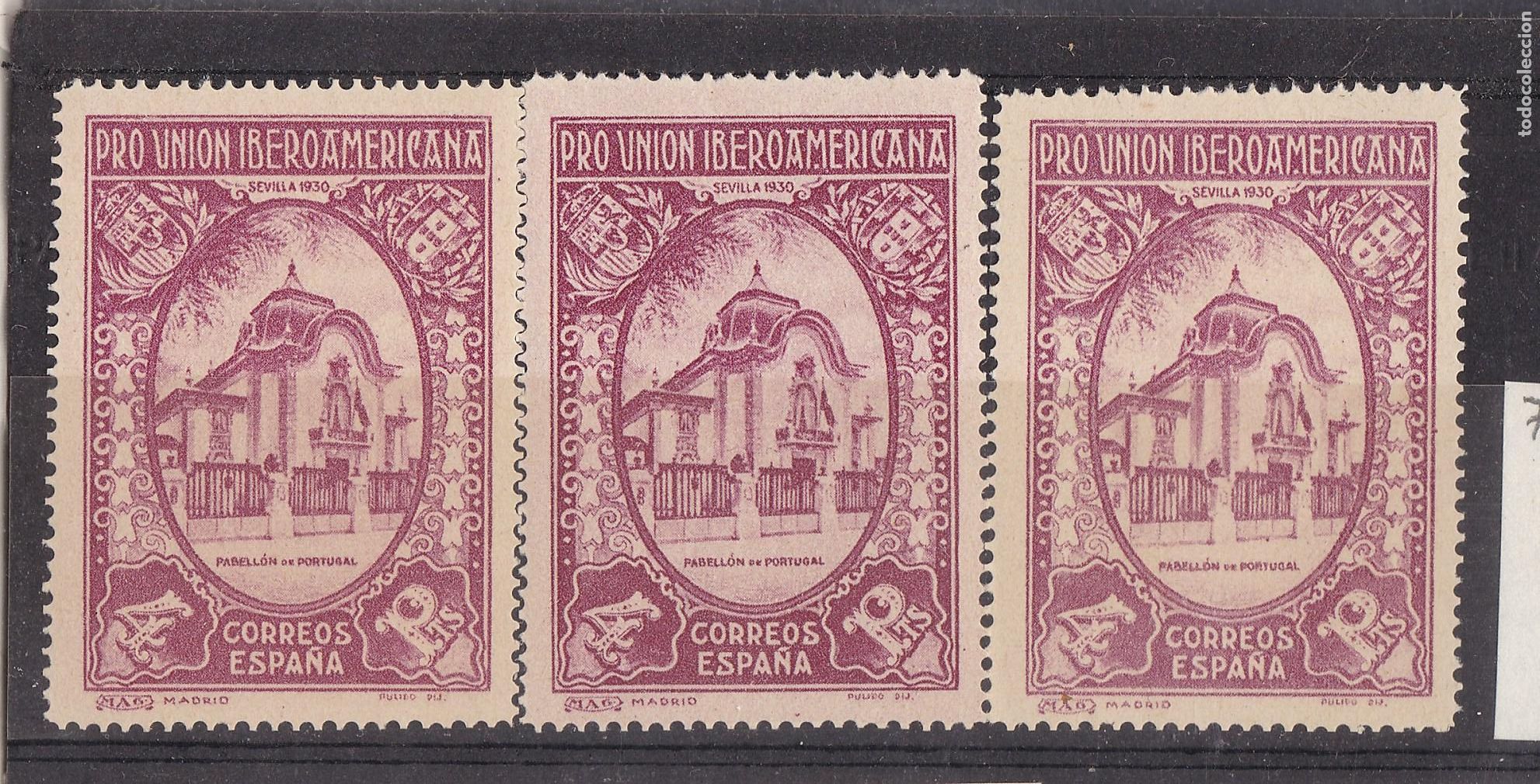 Sellos: FC-14- IBEROAMERICANA 4 Ptas CAMBIO COLOR x 3 Sellos ** Tonalidades
