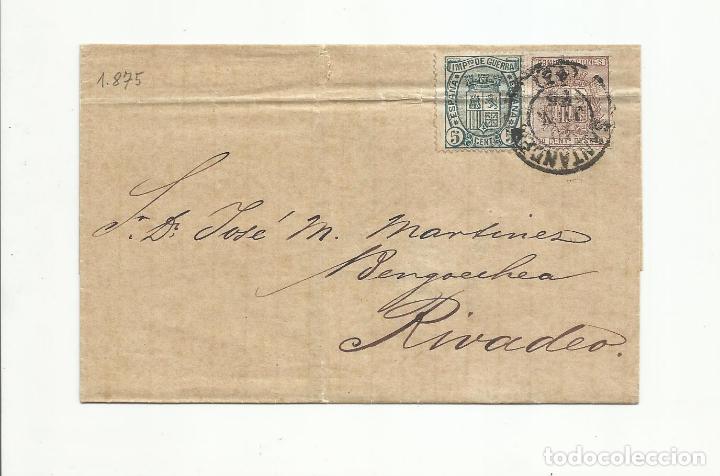 Sellos: circulada   1875 de santander a rivadeo - Foto 1