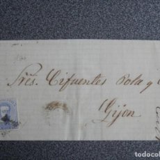 Sellos: ENVUELTA CARTA AÑO 1873 FECHADOR VILLAVICIOSA A GIJÓN ASTURIAS EDIFIL 121