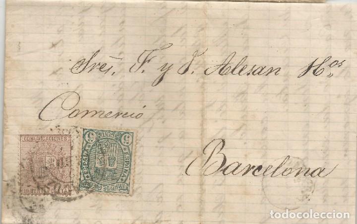 1875 ZARAGOZA-BARCELONA (Sellos - España - Amadeo I y Primera República (1.870 a 1.874) - Cartas)