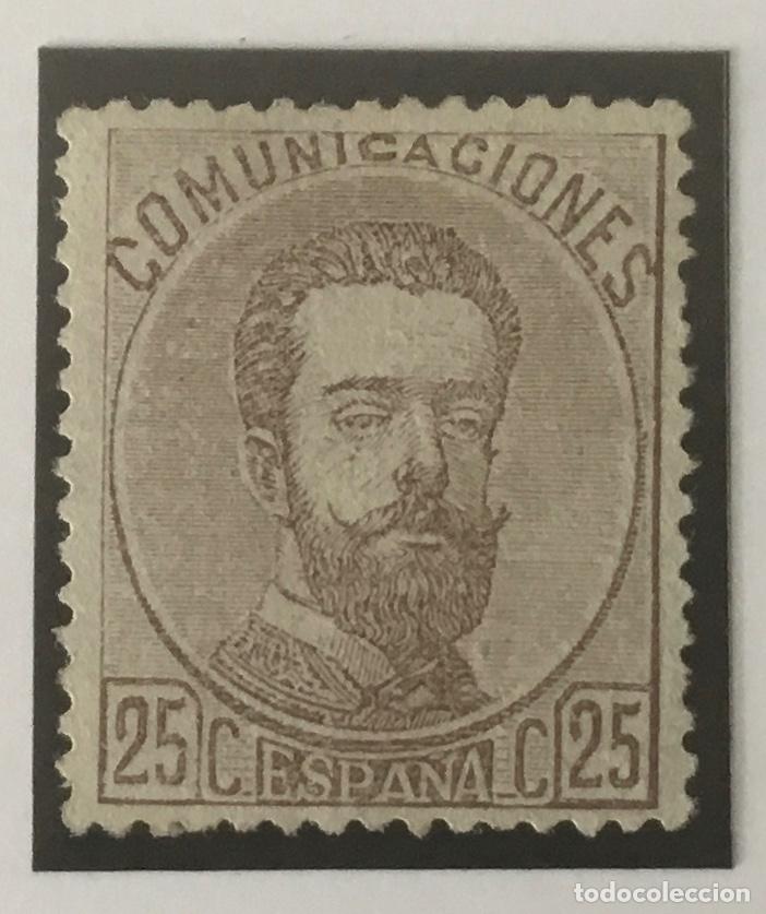1872-ESPAÑA AMADEO I EDIFIL 124 (*) 25 CÉNTIMOS CASTAÑO - NUEVO - (Sellos - España - Amadeo I y Primera República (1.870 a 1.874) - Nuevos)