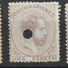 Sellos: 1873. SELLO ALEGORÍA DE ESPAÑA 1 PTA (X2) + 4 PTA (X1). EDIFIL 138T Y 139T PERFORADOS TELÉGRAFOS.