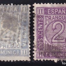 Sellos: ESPAÑA, 1872 EDIFIL Nº 116, 116A, 2 C. GRIS / 2 C. VIOLETA,