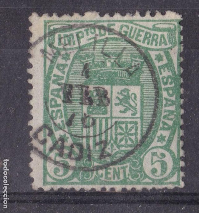 Sellos: SS43-Cl&aacute;sicos Edifil 154 Fechador MELILLA C&aacute;diz. VARIEDAD Calcado al Dorso