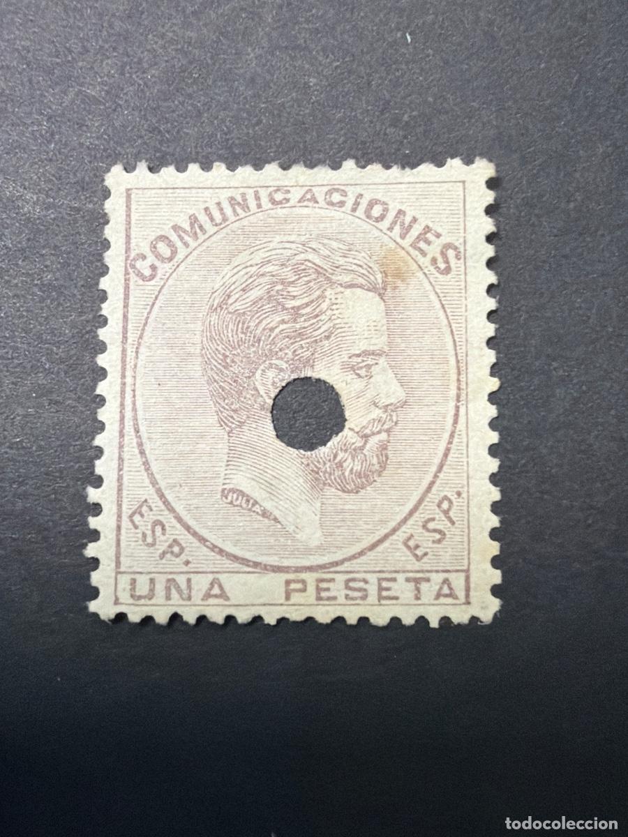 Sellos: ESPA&Ntilde;A, 1872. EDIFIL 127. AMADEO I. USADO. TALADRO