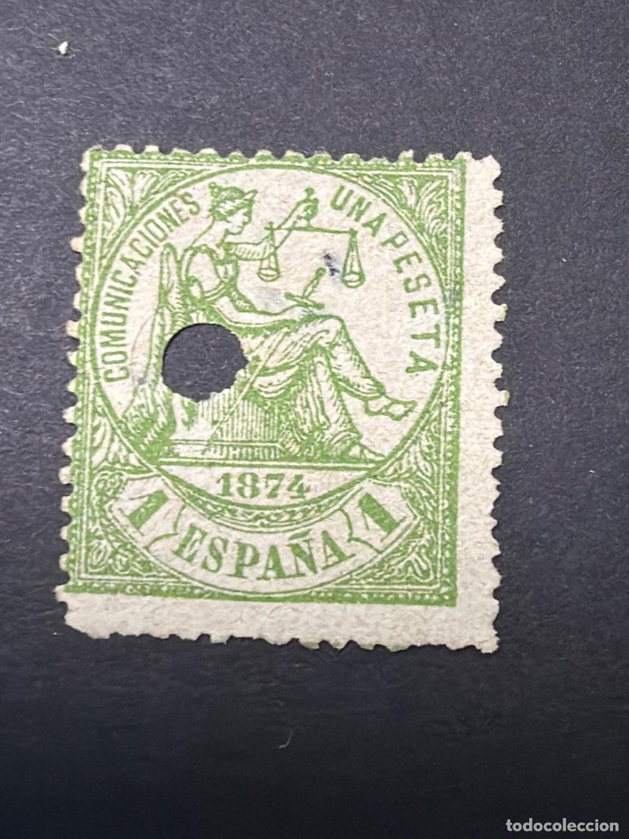 Sellos: ESPA&Ntilde;A, 1874. EDIFIL 150. ALEGOR&Iacute;A DE ESPA&Ntilde;A. USADO. TALADRO