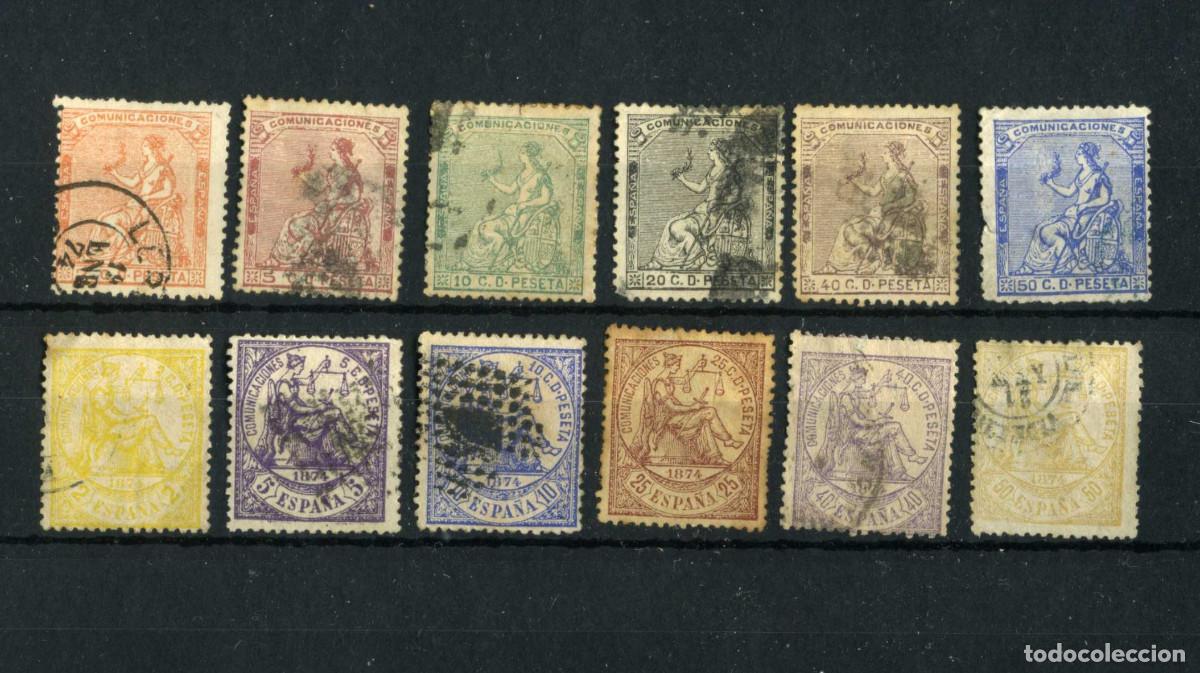 Sellos: XS- PRIMERA REP&Uacute;BLICA 1873-1874 Lote x12 Sellos Alguno Escaso Calidades variadas