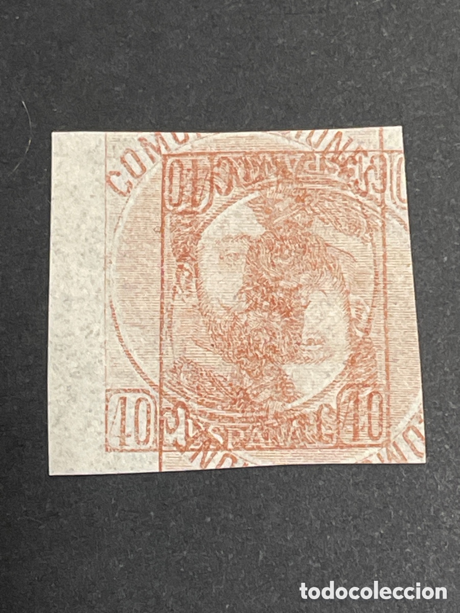 Sellos: Edifil 125 40 cts casta&ntilde;o claro Amadeo I, maculatura