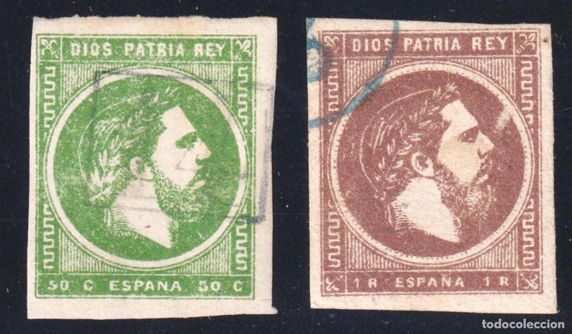 Sellos: ESPA&Ntilde;A - CARLOS VII &ordm; 160/161 - A&Ntilde;O 1875 - RAROS EN USADO