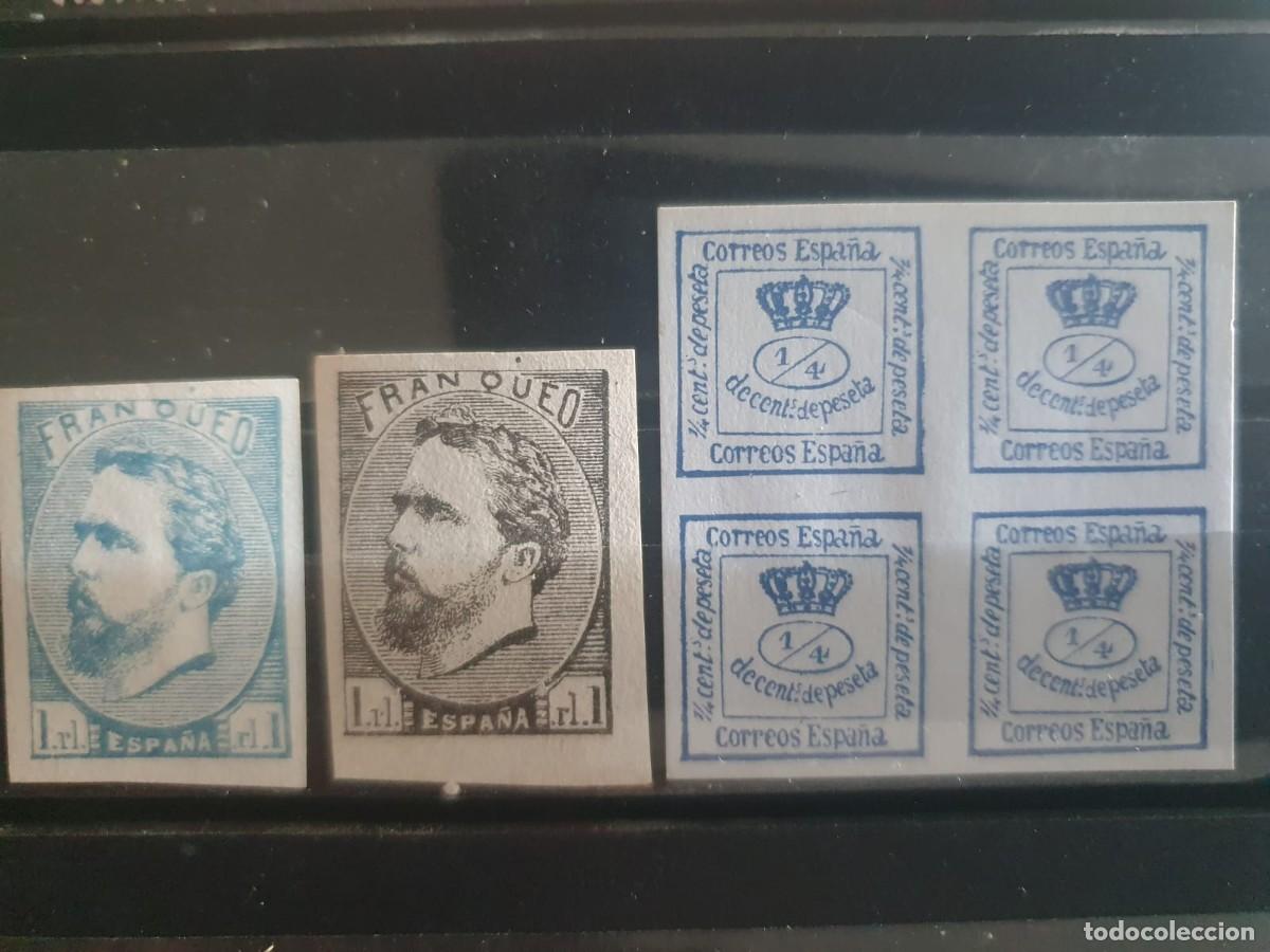 Timbres: EDIFIL 156 * CARLOS VII +115 * corona Amadeo FALSOS