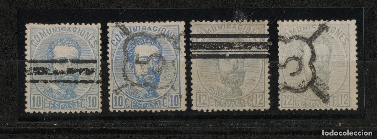 Sellos: 1872 121 122 Amadeo I - Barrado y Ara&ntilde;a Granada - lote 4 sellos