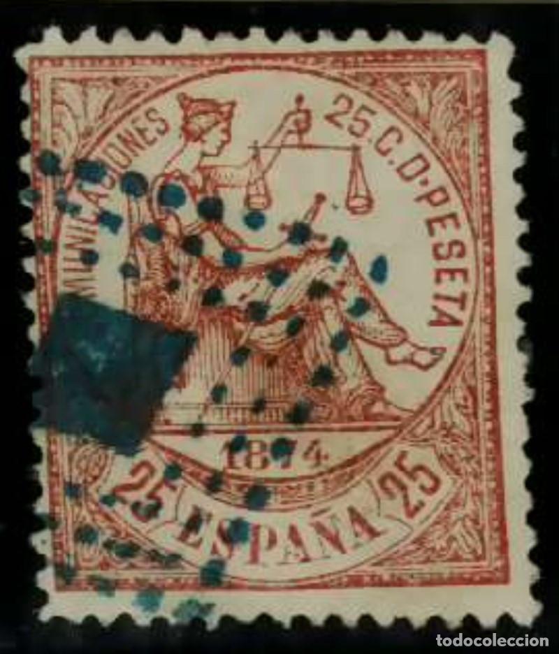 Sellos: FA3188. Emision 1-7-1874. 2 Valores de 25 centimos casta&ntilde;o cancelados