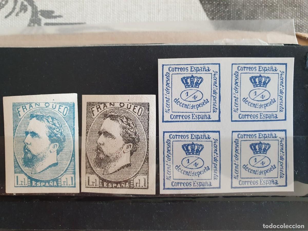 Sellos: EDIFIL 156 * CARLOS VII +115 * corona Amadeo FALSOS