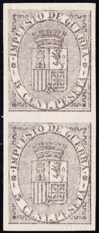 Sellos: ESPA&Ntilde;A, 1874 EDIFIL N&ordm; 141s /*/, 5 c. negro, [SIN DENTAR.]