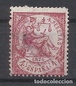 Stamps: ALEGORIA JUSTICIA 1874 edifil 151 T TALADRADO TELEGRAFOS valor 2022 catalogo 17.- euros