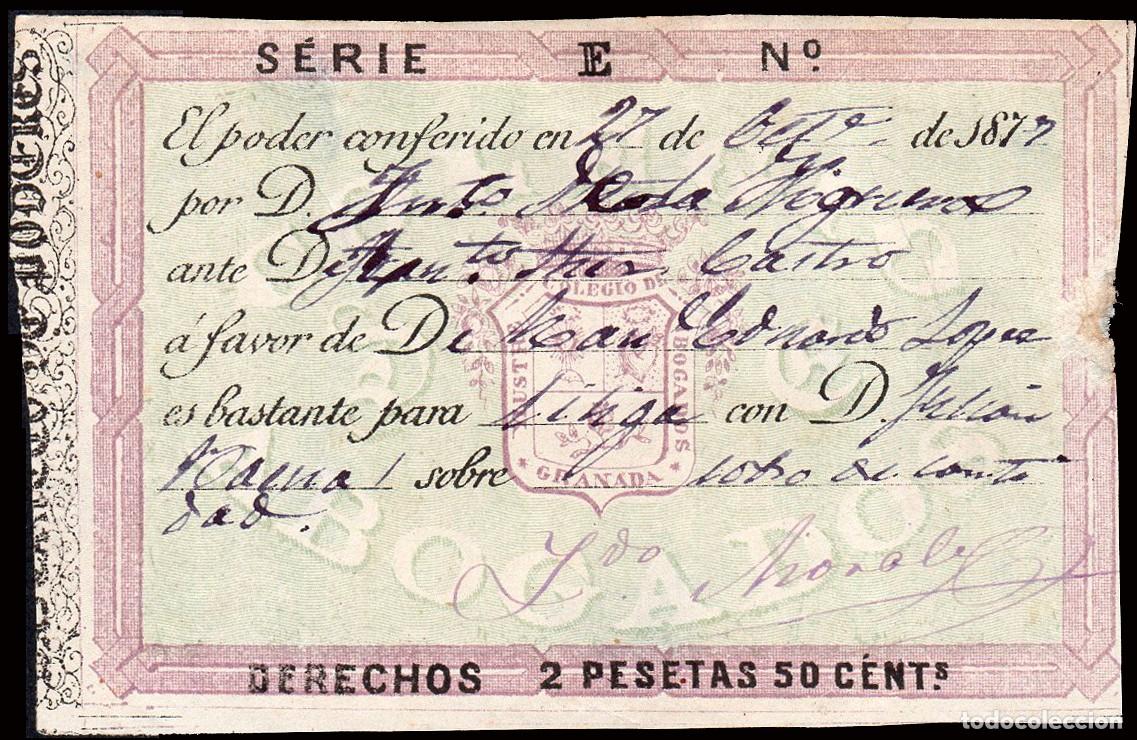 Sellos: Espa&ntilde;a - Fiscales - Siglo XIX - Abogados - Granada &rdquo;Pro Colegio Abogados - 2,50 Ptas.&rdquo;