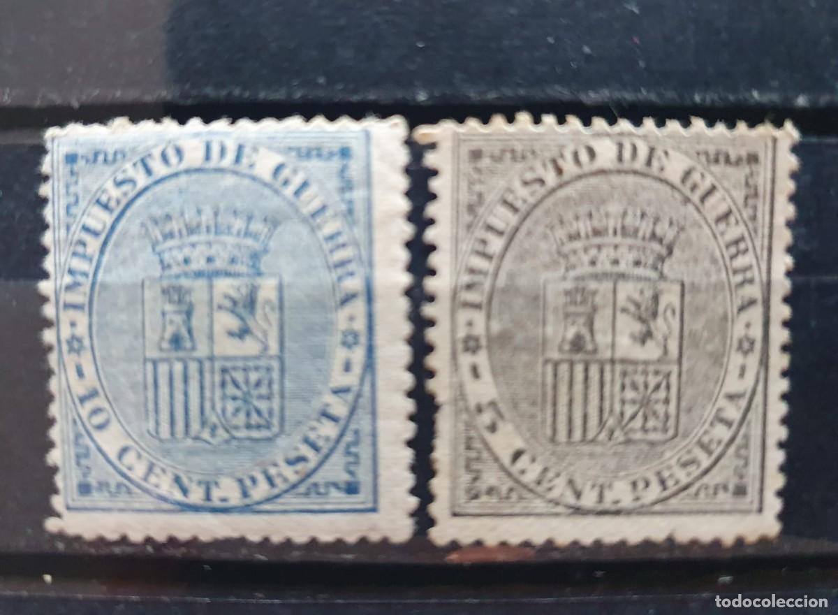 Sellos: SERIE COMPLETA EDIFIL 141 * + 142 * ESCUDO ESPA&Ntilde;A REPUBLICA 1874