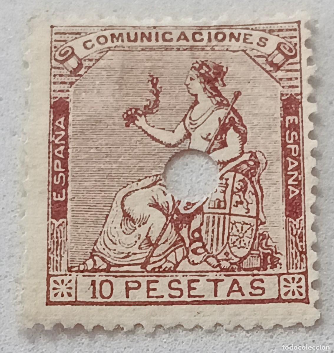 Sellos: Sellos. Espa&ntilde;a 1873, Edifil 140T en buen estado y se&ntilde;al de fijasellos.