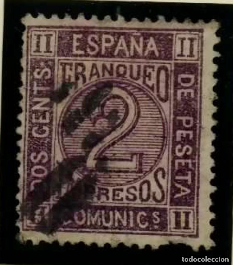 Sellos: FA3047. Emision 1-10-1872. Valor de 2 centimos cancelacion parrilla