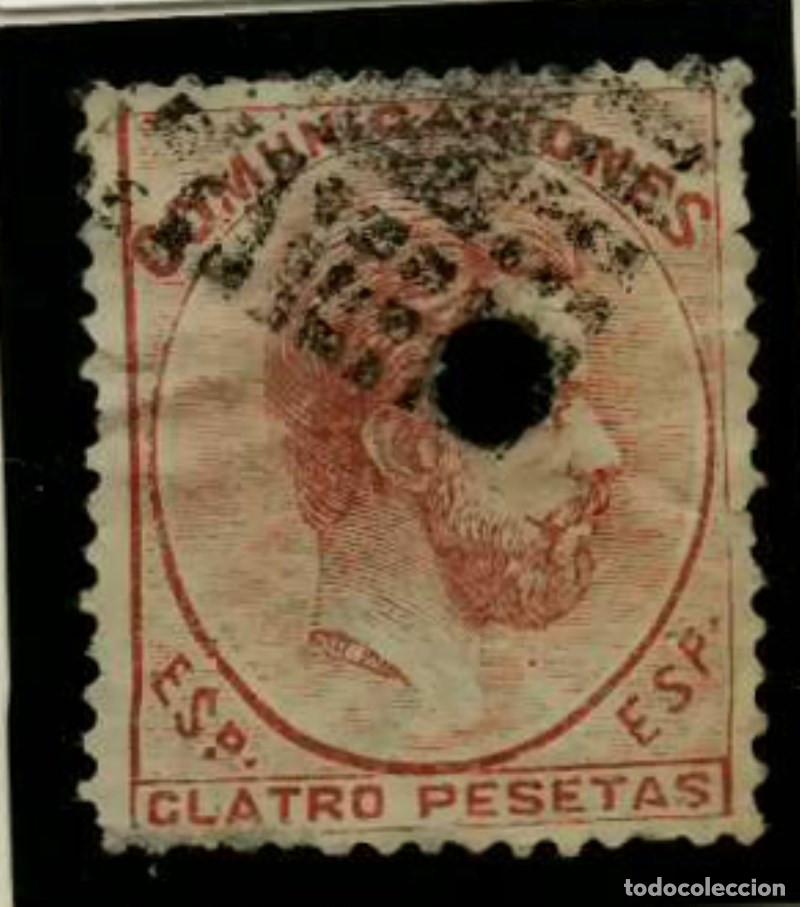 Sellos: FA3107. Emision 1-10-1872. Valor de 4 pesetas con taladro