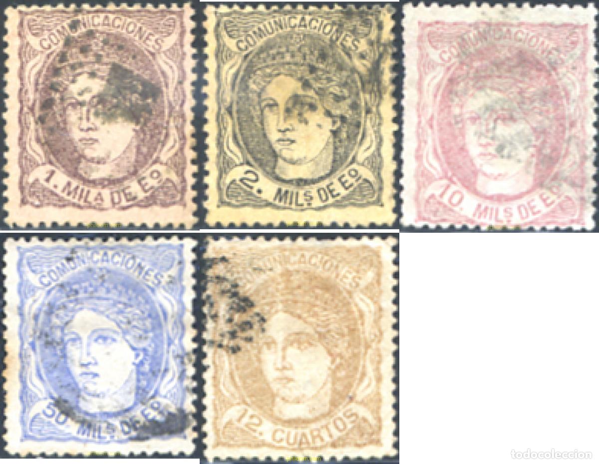 Sellos: 285176 USED ESPA&Ntilde;A 1870 EFIGIE ALEGORICA DE ESPA&Ntilde;A