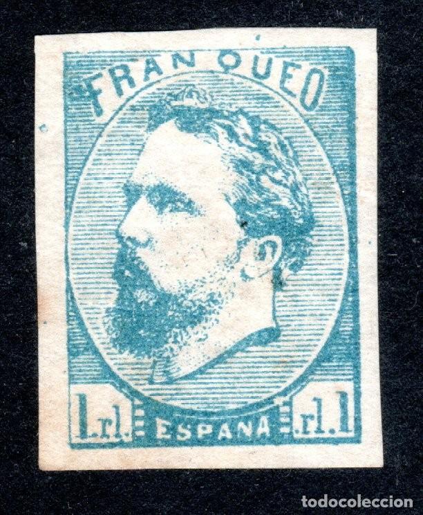 Sellos: EDIFIL 156A CARLOS VII. 1873. CORREO CARLISTA (SIN TILDE SOBRE LA &Ntilde;). MARQUILLADO. MH *