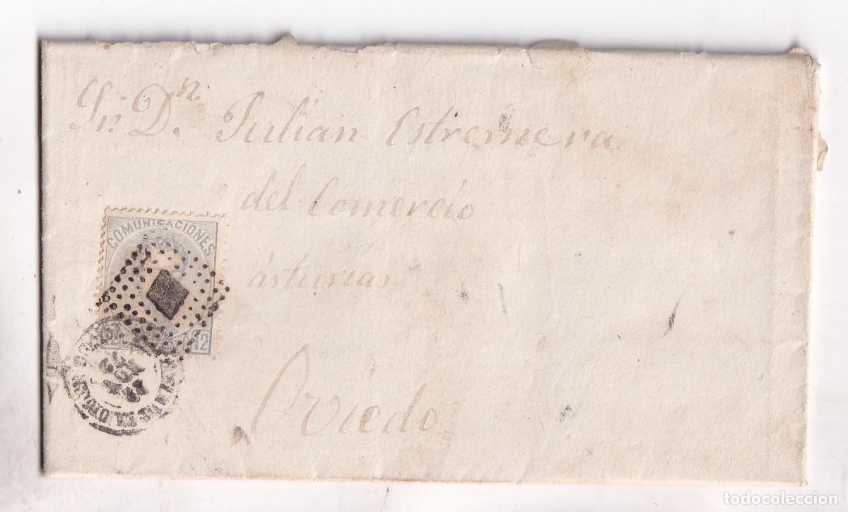Sellos: CARTA ENTERA. QUINTANAR DE LA ORDEN. TOLEDO. 1872. A OVIEDO. ASTURIAS. SOBRE QUINTOS