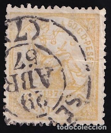 Sellos: ESPA&Ntilde;A, 1874 EDIFIL N&ordm; 149, 50 c. amarillo.
