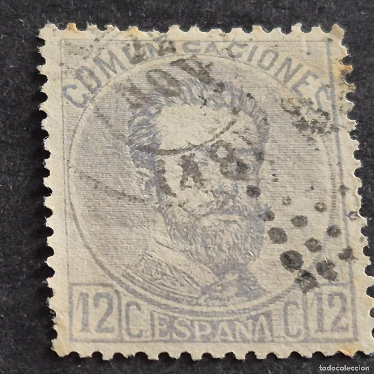 Sellos: ESPA&Ntilde;A, 1872, AMADEO I, EDIFIL 122, MATASELLO ROMBO DE PUNTOS Y FECHADOR, ( LOTE AR )